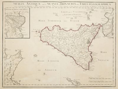 Guillaume De L'Isle, Siciliae Antiquae quae et Sicania et Trinacria dicta, Tabula Geographica, 17...