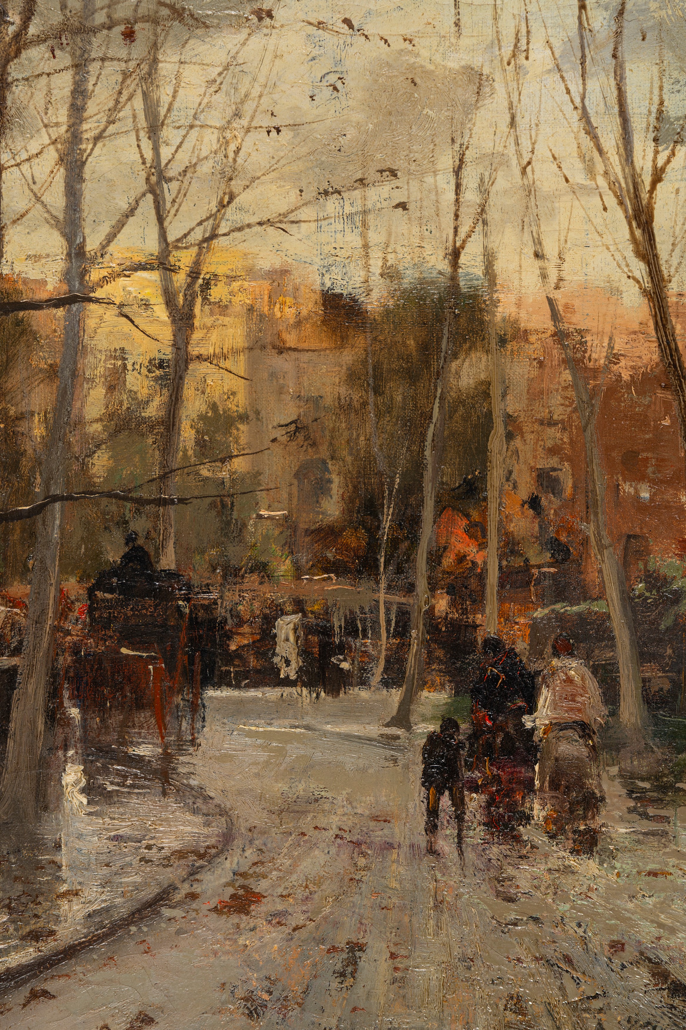 Ezelino Briante - Viale autunnale, olio su tela