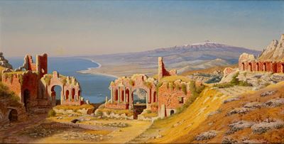 Scuola europea, Il teatro antico di Taormina con l’Etna sullo sfondo