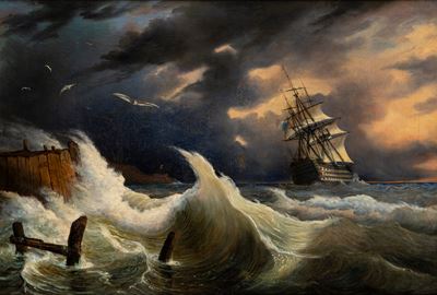 G. Caracciolo, Mare in burrasca (olio su tela), 1844