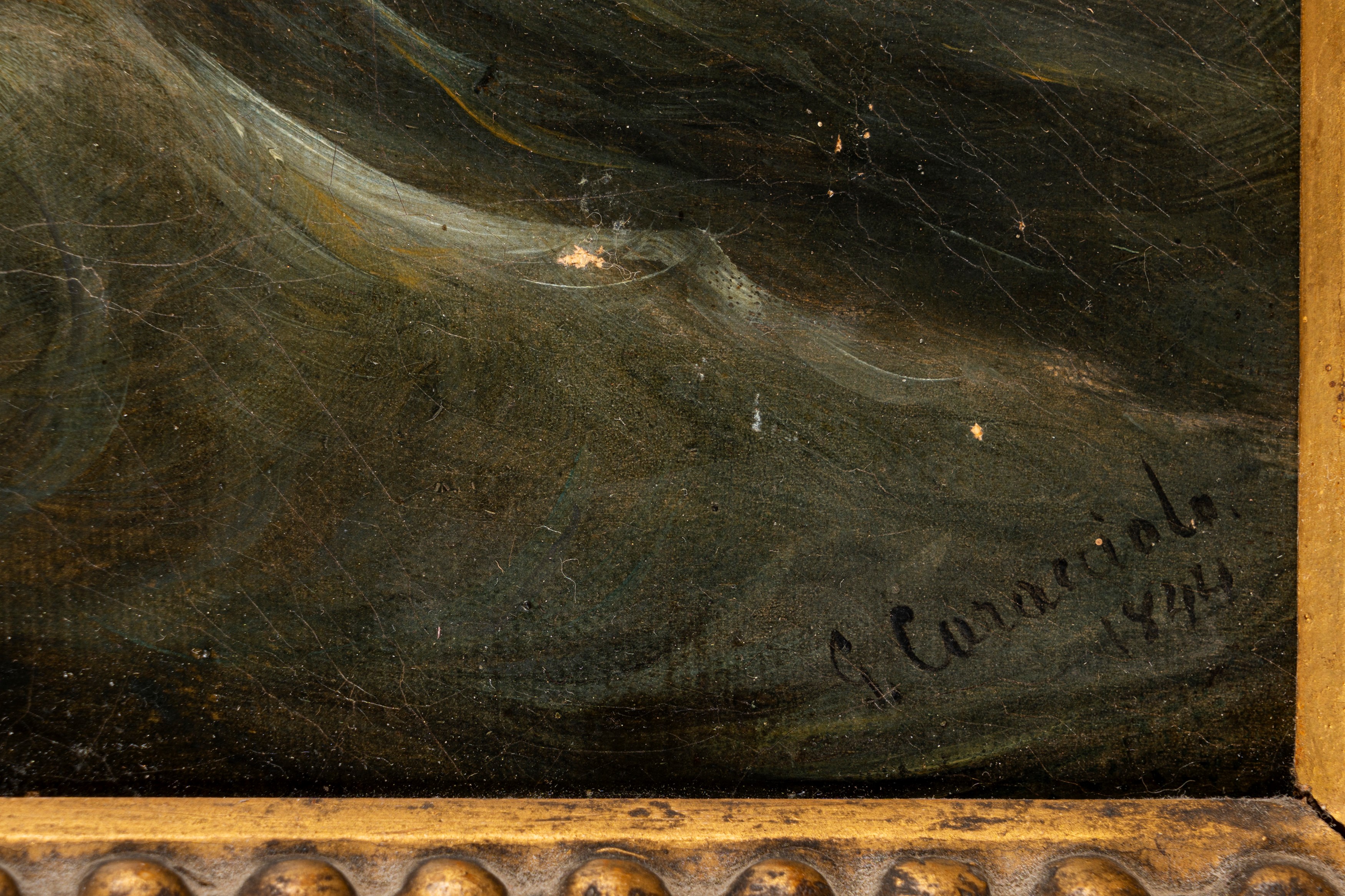 Scuola Napoletana, Metà del XIX Secolo - G. Caracciolo, Mare in burrasca (olio su tela), 1844