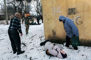 Kramatorsk, Donbas, 2023. Civilians wounded by Russian artillery fire.