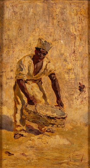 Giovane arabo con cesto