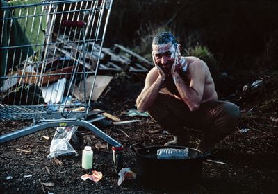 Daily hygiene in the Kurdish section of Dunkirk refugee camp, France
