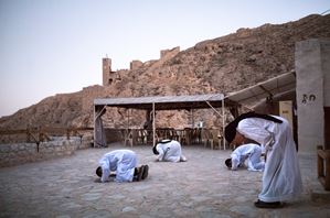 Meditation at sunset at the Deir Mar Musa al-Habashi Monastery. Syria.