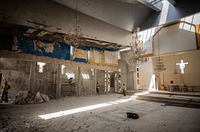 What remains of the interior of Mar Elias Church after the June 22 attack, Dweila, Damascus. Syri...