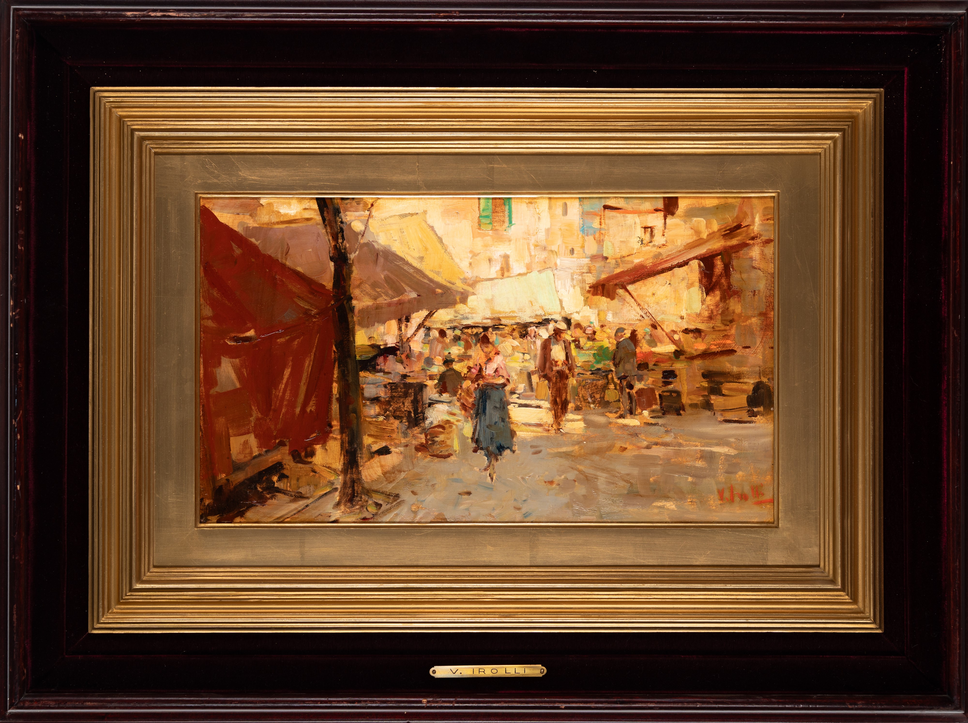 Vincenzo Irolli - Scena di mercato, olio su tavola