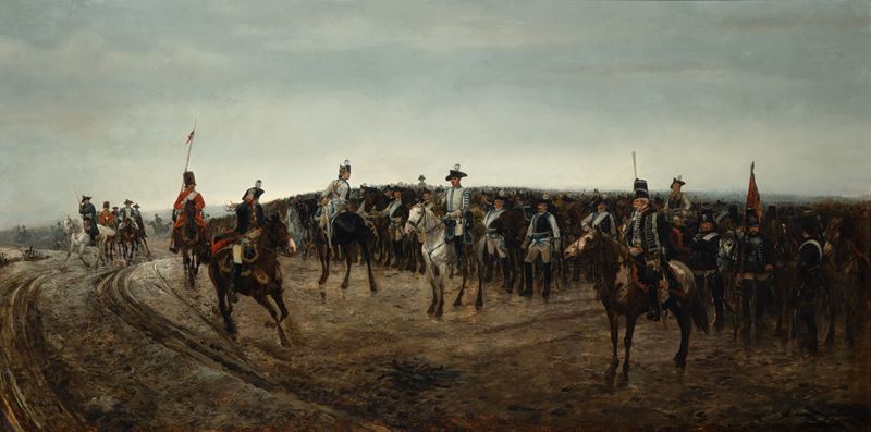 Attribuito a Richard Caton Woodville II - R. C. Woodville, Before Leuthen, olio su tela (1879)