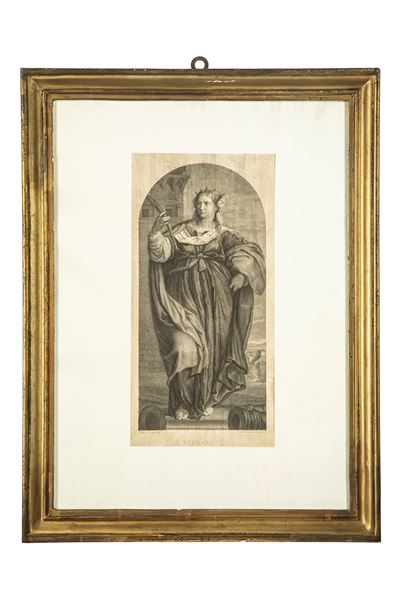 Viviani (A.), Santa Barbara, incisione da Palma il Vecchio