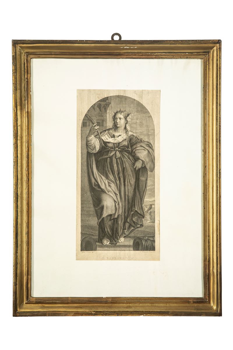 Viviani (A.), Santa Barbara, incisione da Palma il Vecchio