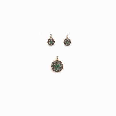 Demi-parure in Oro Argento e Smeraldi C