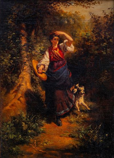 Giovane popolana con cane