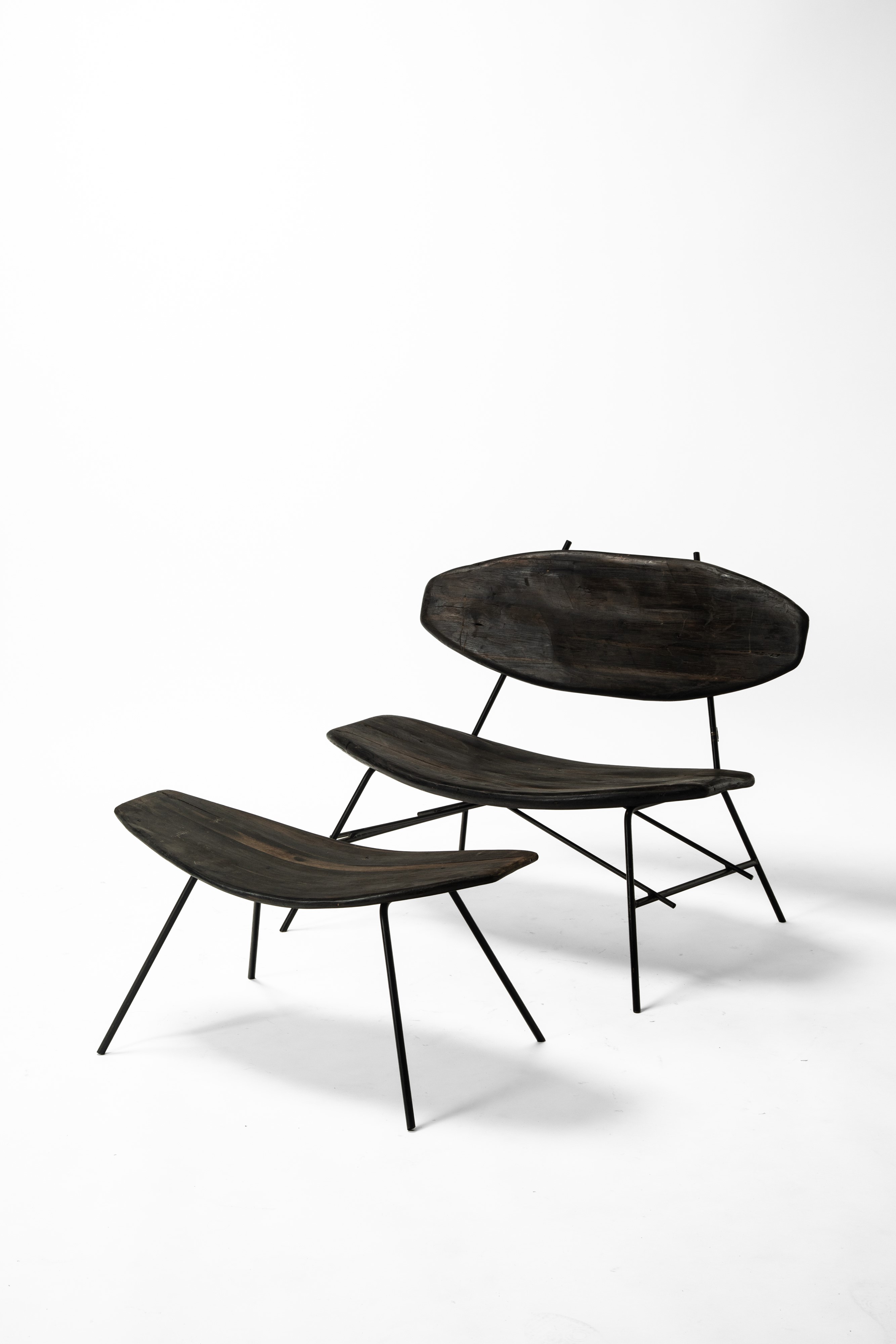 Manifattura Italiana - Coppia di lounge chair con ottomane