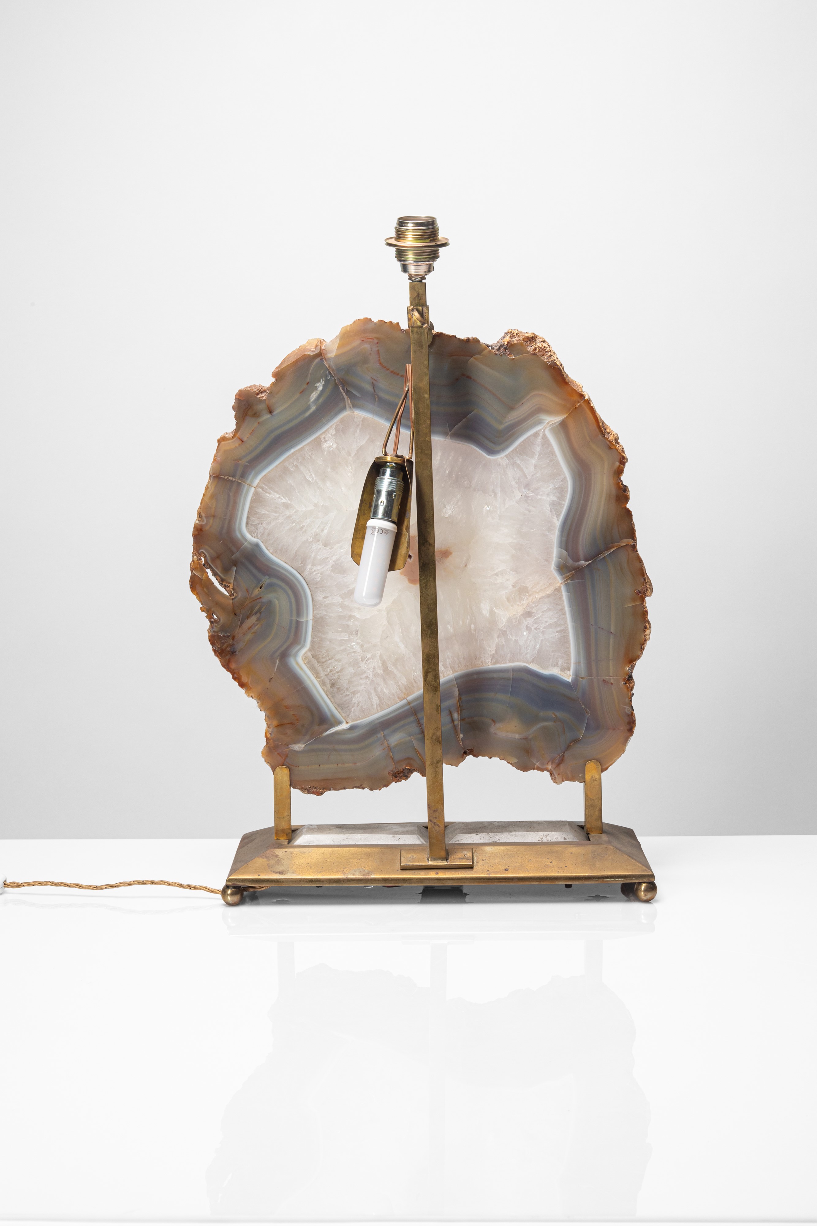 Manifattura Italiana - Lampada da tavolo scultorea, onice, ottone e metallo