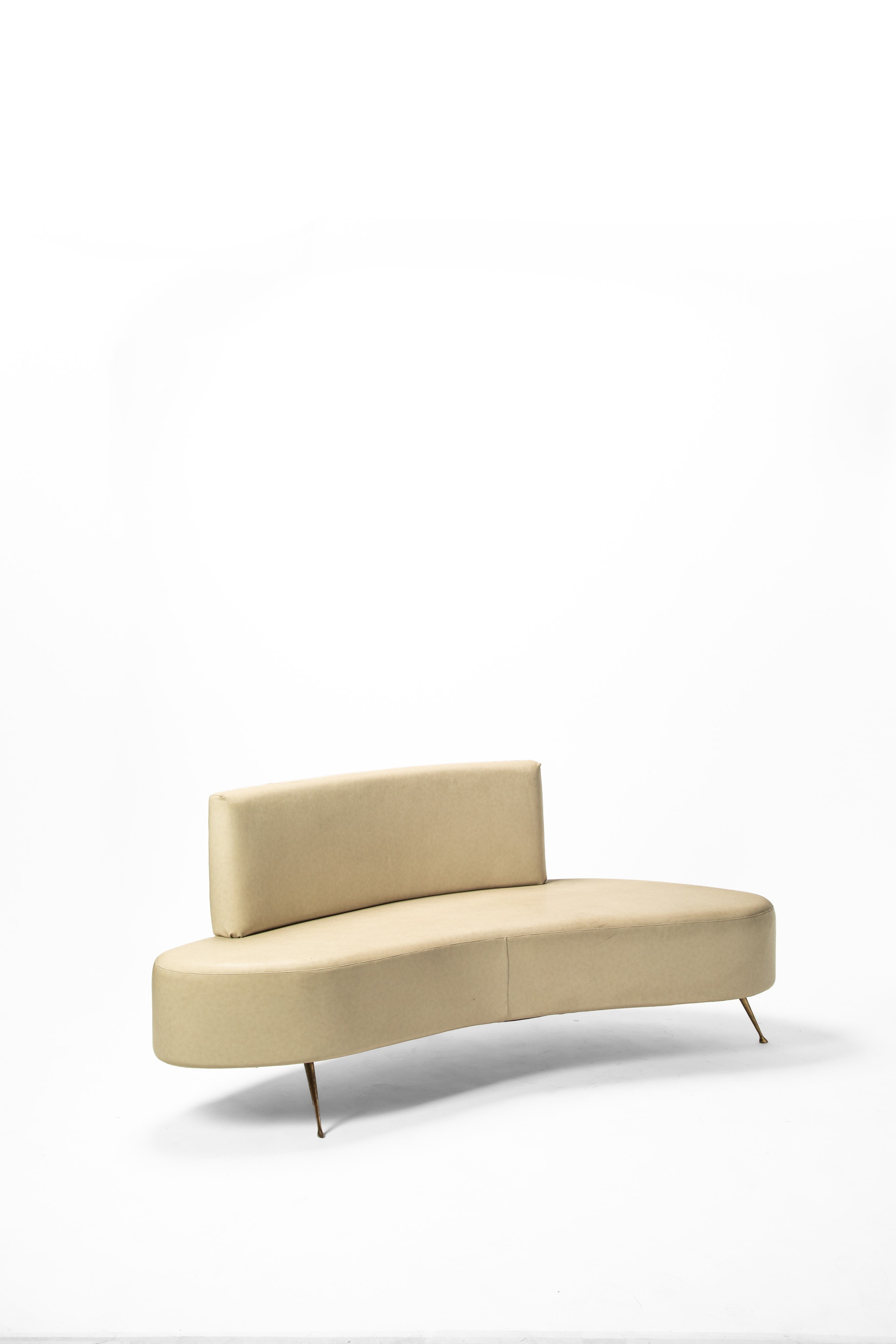 Manifattura Italiana - Sofà, legno, ottone, metallo e ecopelle, 1990 circa
