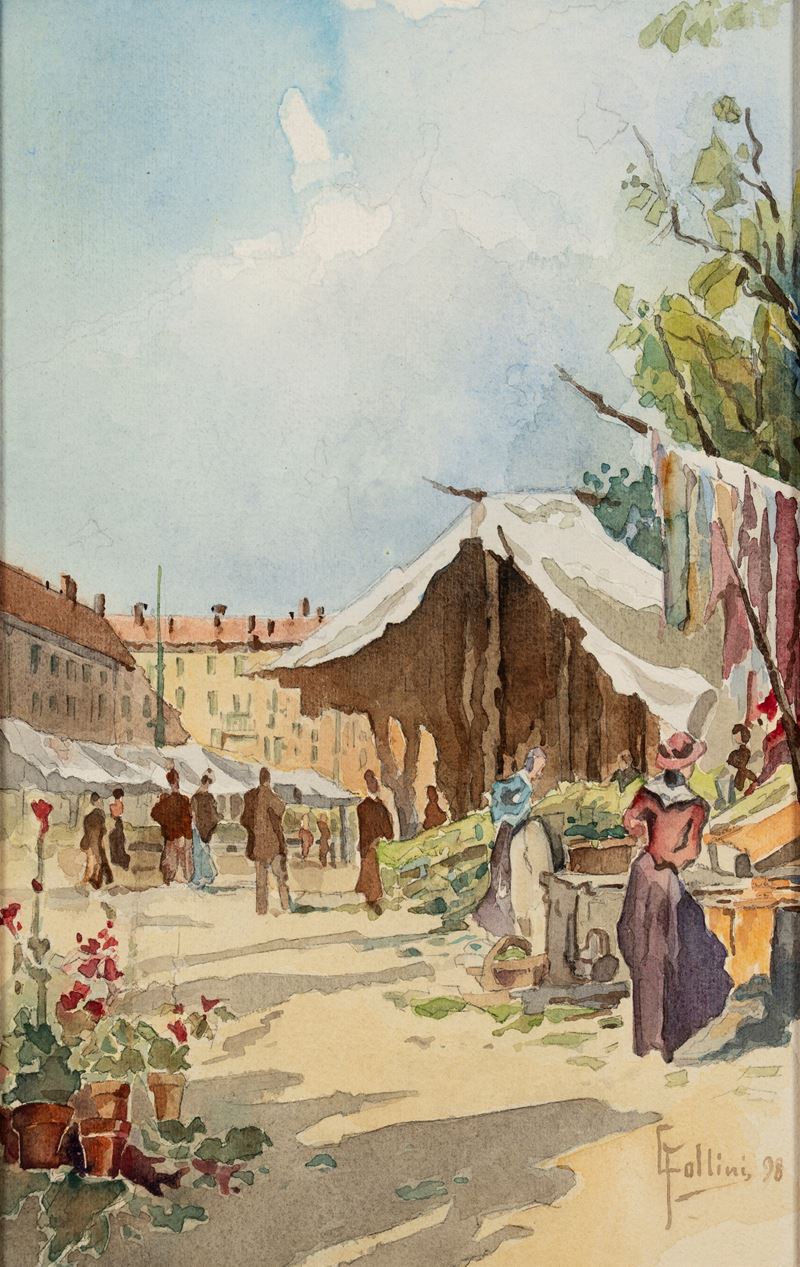 Carlo Follini - Scena di mercato