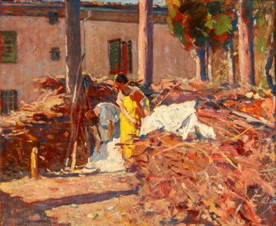 Panni al sole (olio su cartone), 1923