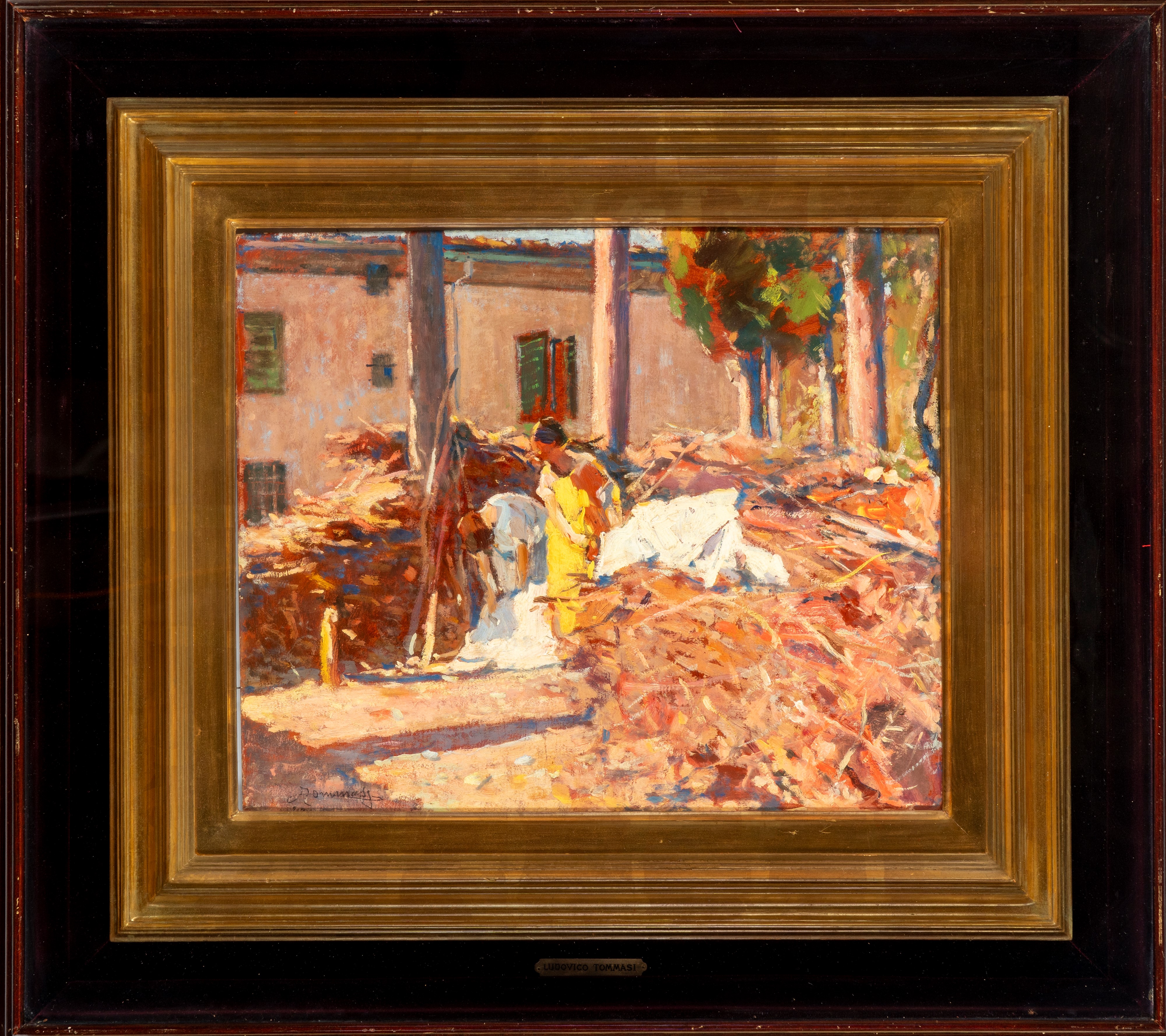 Ludovico Tommasi - Panni al sole (olio su cartone), 1923