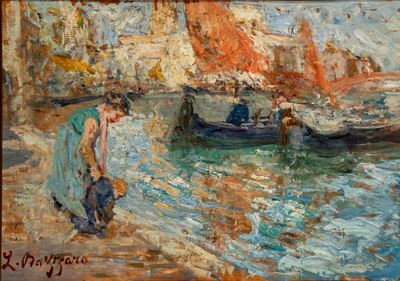 Marina di Chioggia, olio su compensato