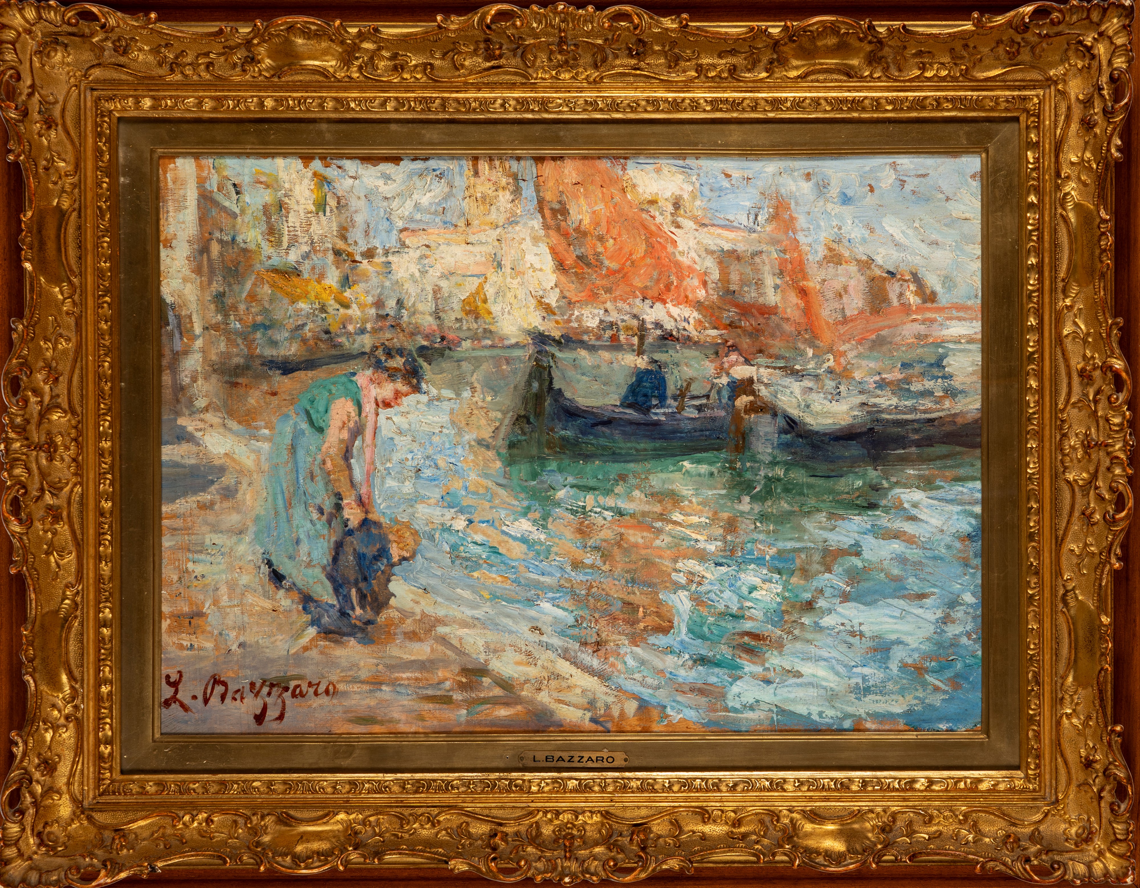 Leonardo Bazzaro - Marina di Chioggia, olio su compensato