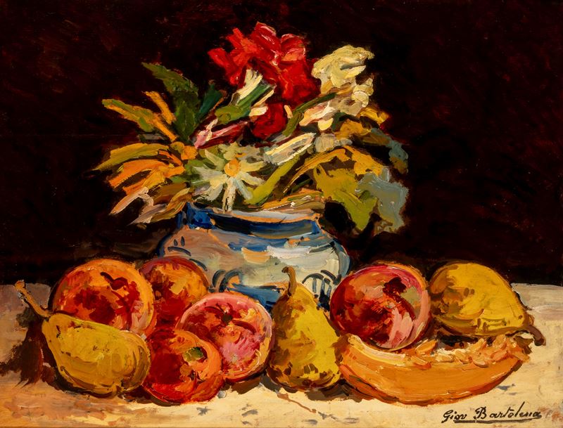 Giovanni Bartolena - Natura morta, olio su compensato