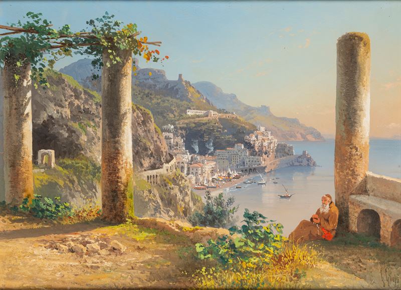 Guglielmo Giusti - Veduta di Amalfi dal convento dei Cappuccini