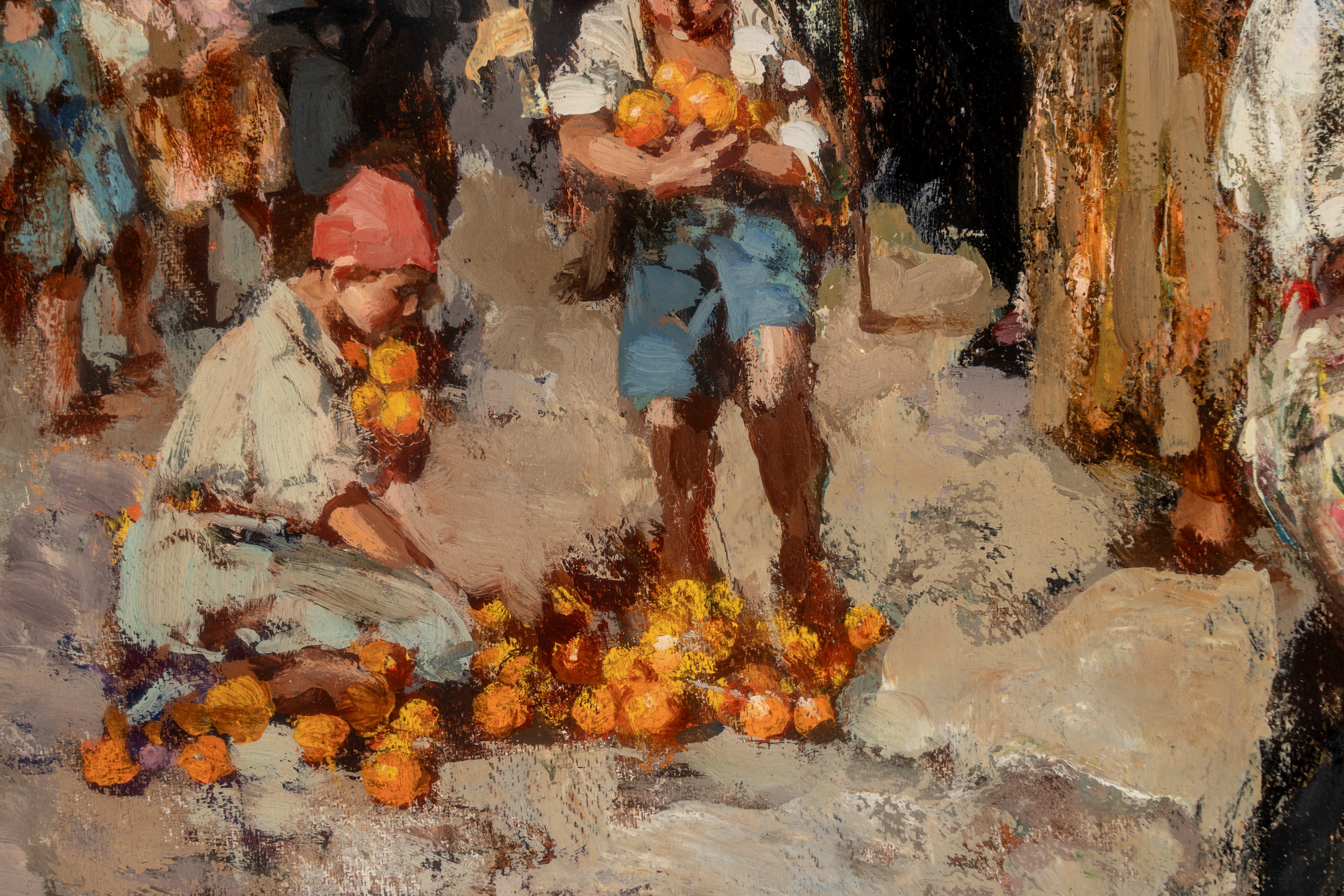 Vincenzo Irolli - Scena di mercato, olio su tela