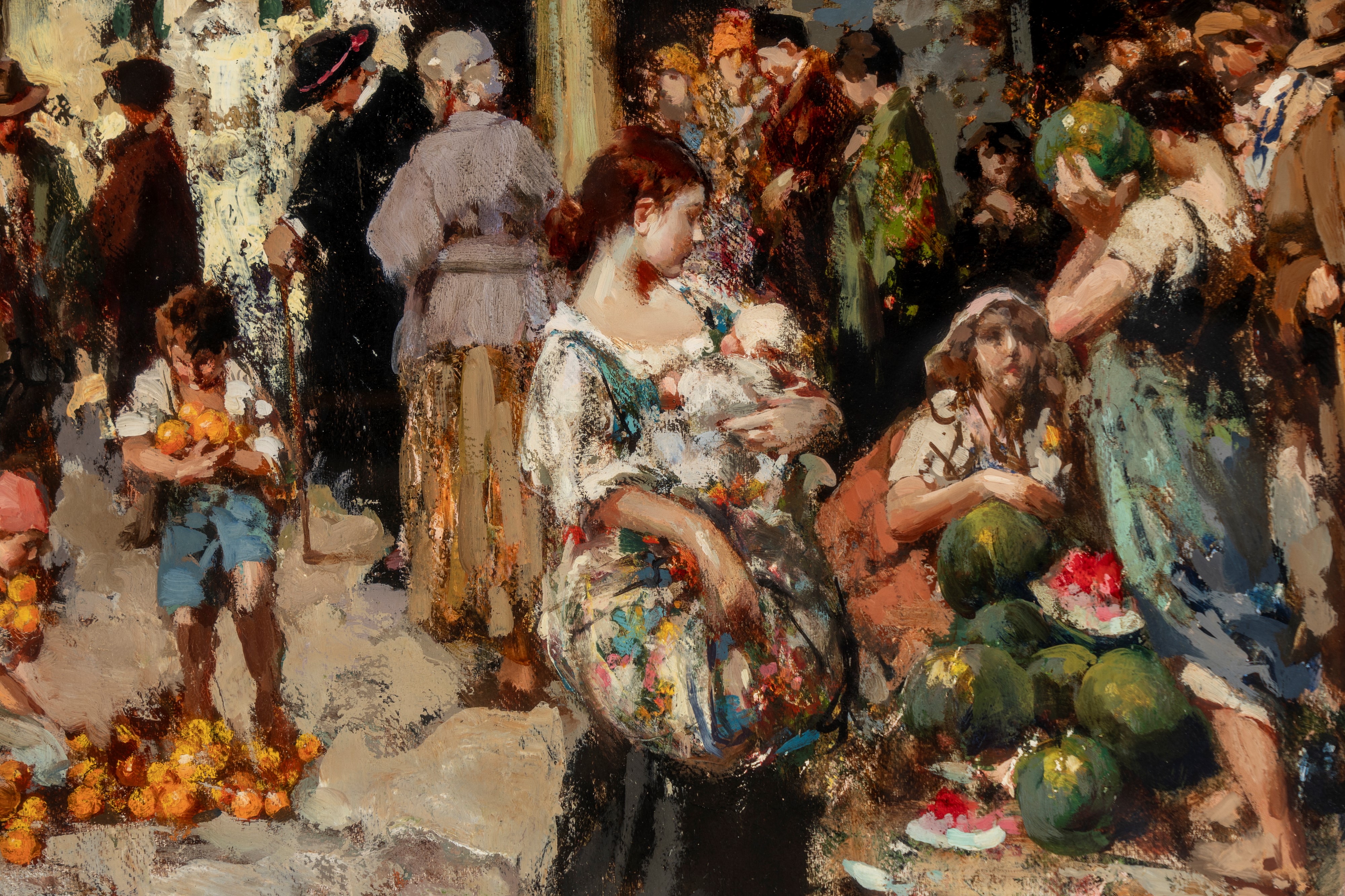 Vincenzo Irolli - Scena di mercato, olio su tela