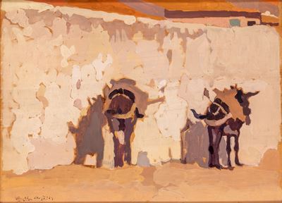 Asinelli al sole (olio su tavola, 1924)