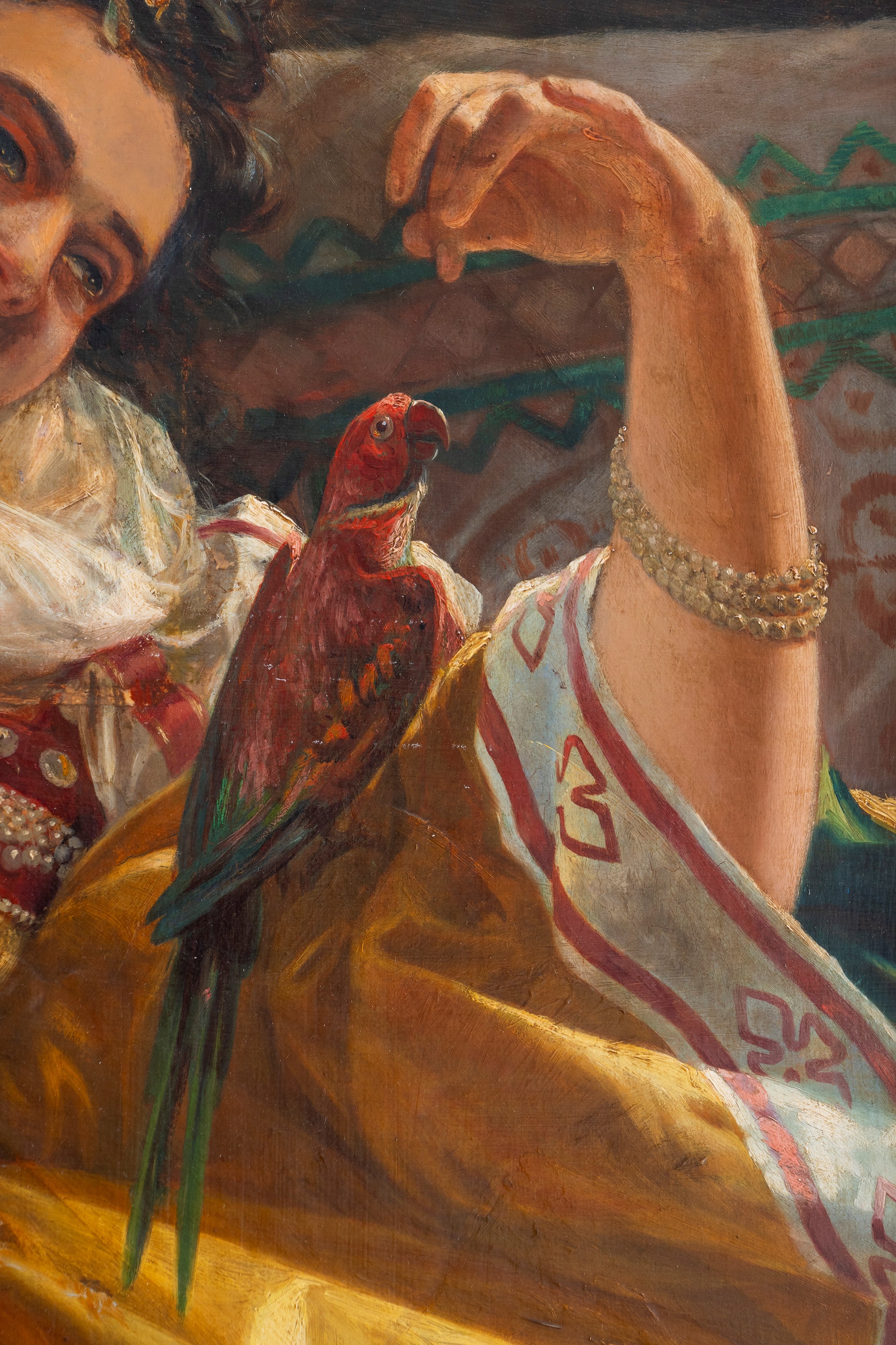 Belisario Gioja - Dama con pappagallo, olio su tela