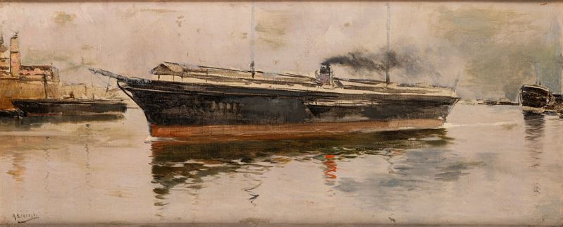 Mariano Barbasan Y Lagueruela - Studio per “Il porto di Venezia”, olio su tela