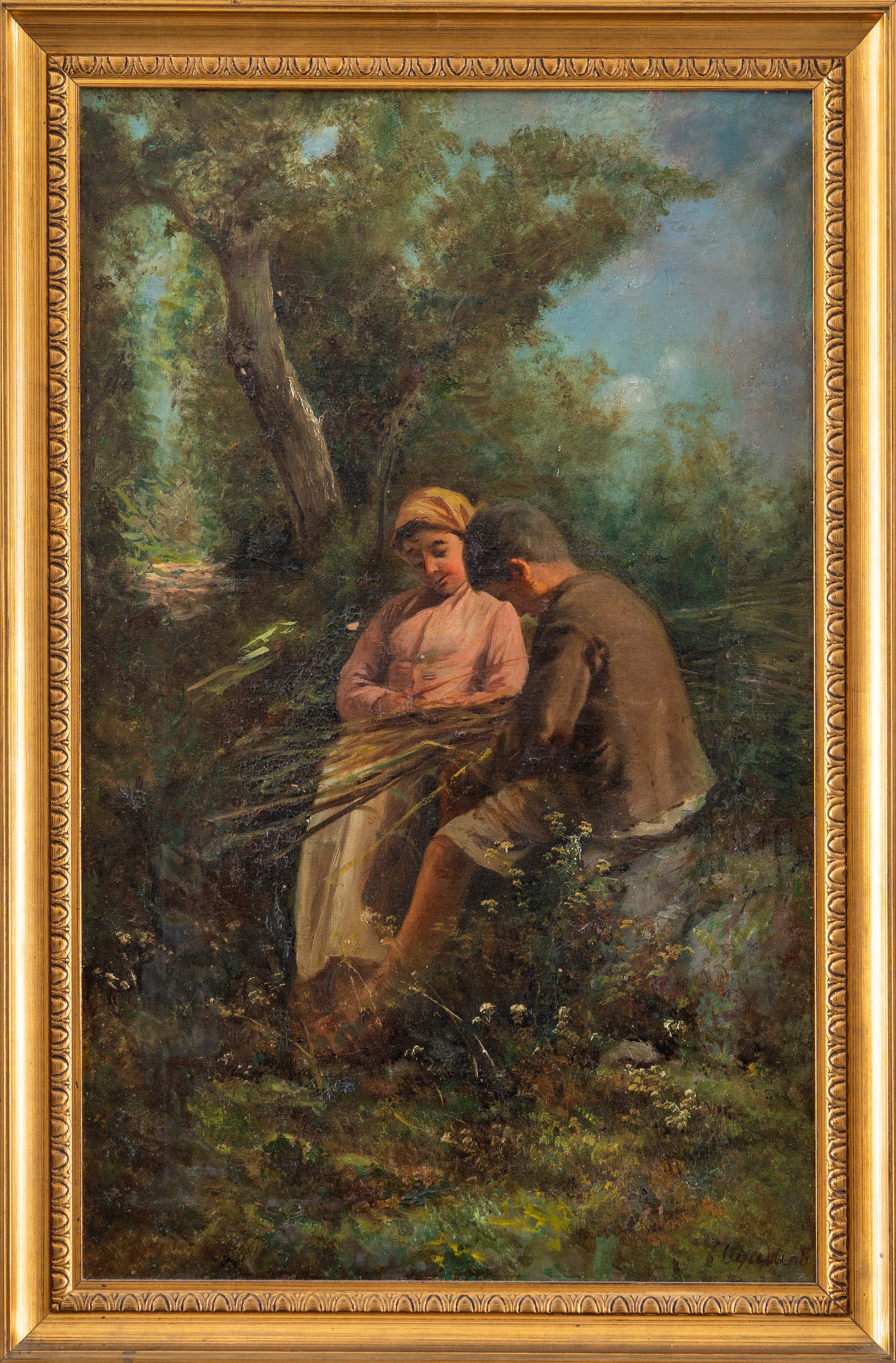 Francesco Capuano - La pausa dal lavoro, olio su tela