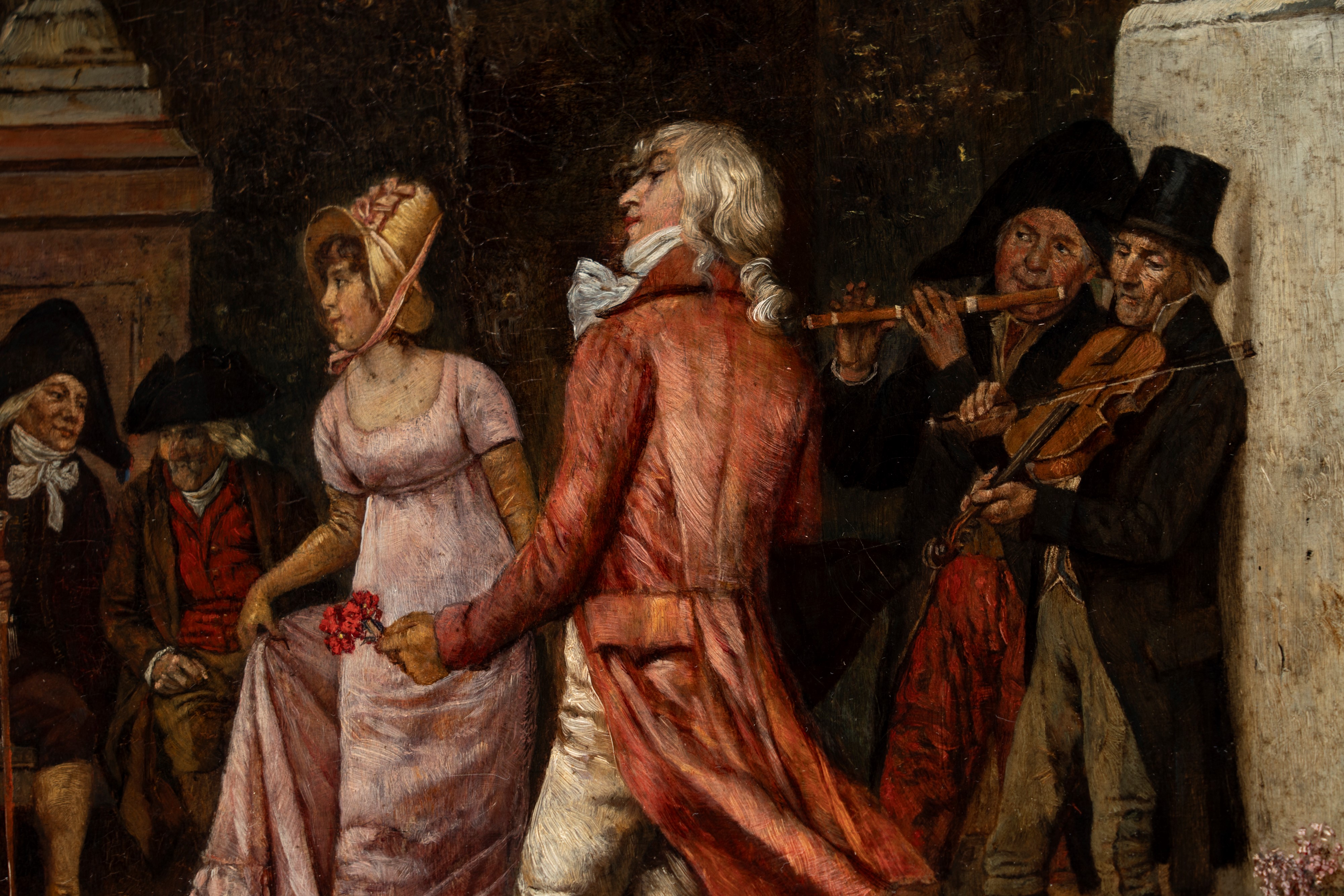 Rudolf Hirth Du Frenes - Scena di vita popolare all'aperto, olio su tela