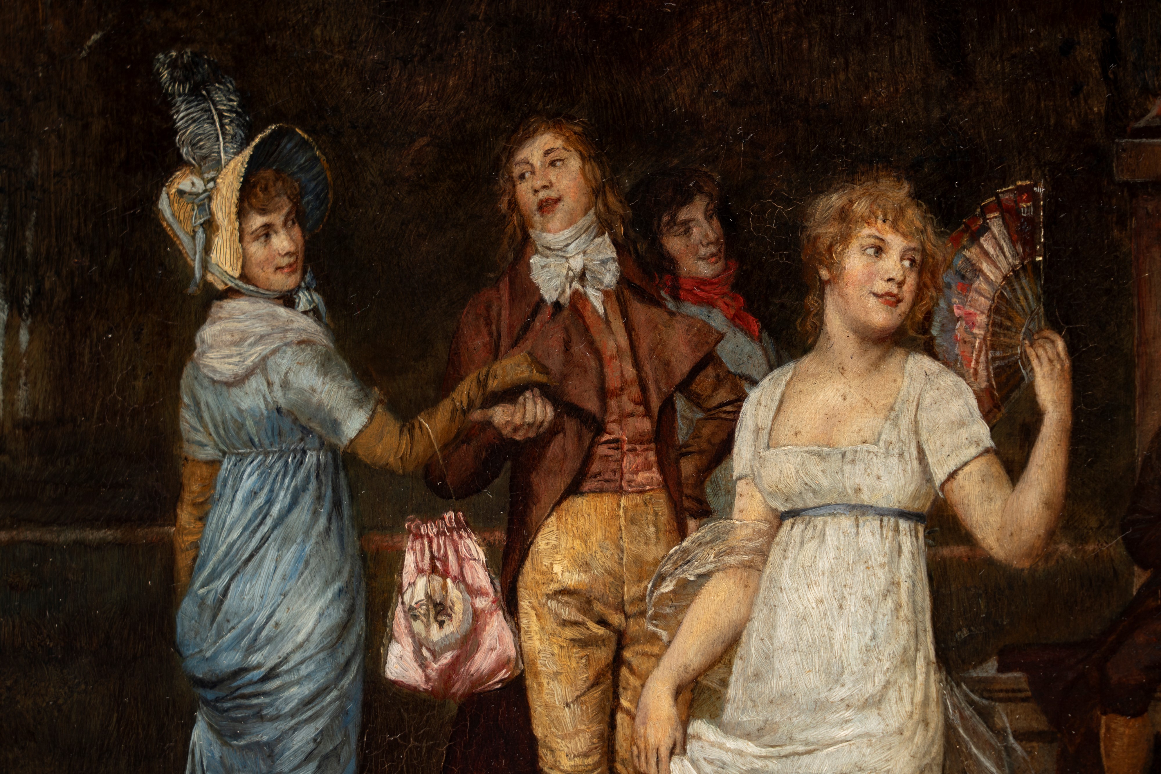 Rudolf Hirth Du Frenes - Scena di vita popolare all'aperto, olio su tela