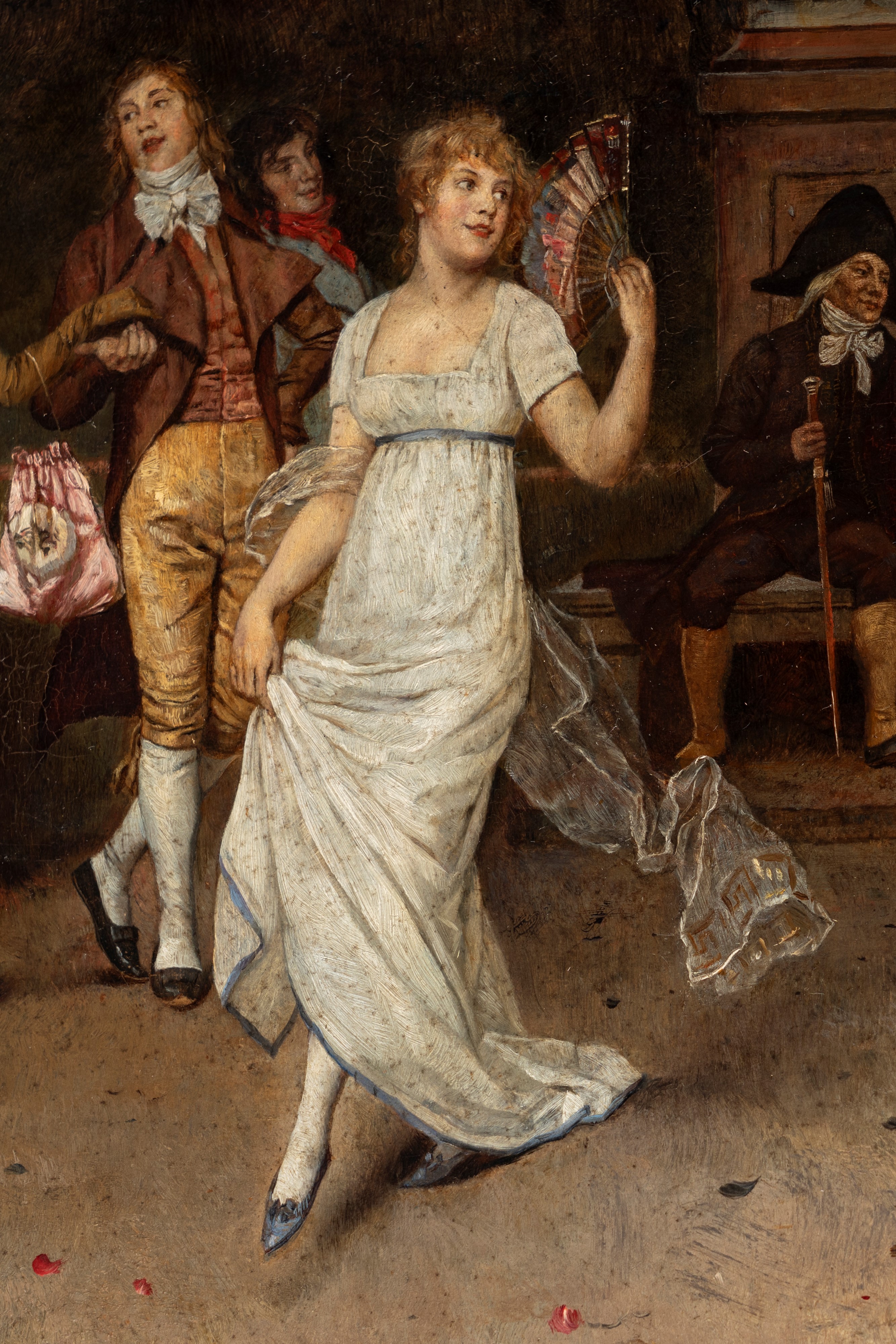 Rudolf Hirth Du Frenes - Scena di vita popolare all'aperto, olio su tela