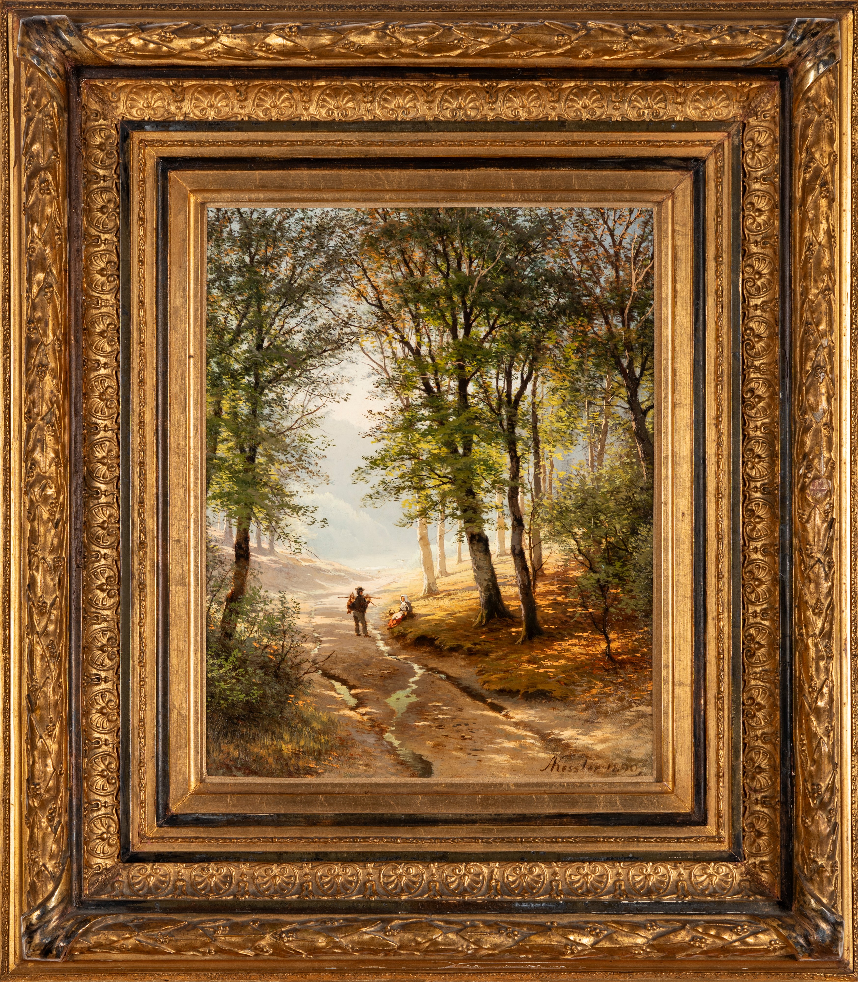Friedrich August Kessler - Paesaggio boschivo con viandanti