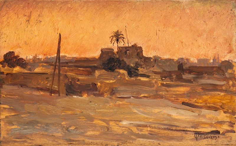 Odoardo Toscani - Tunisi, veduta della porta Bab-Hel Fellah, olio su tavola