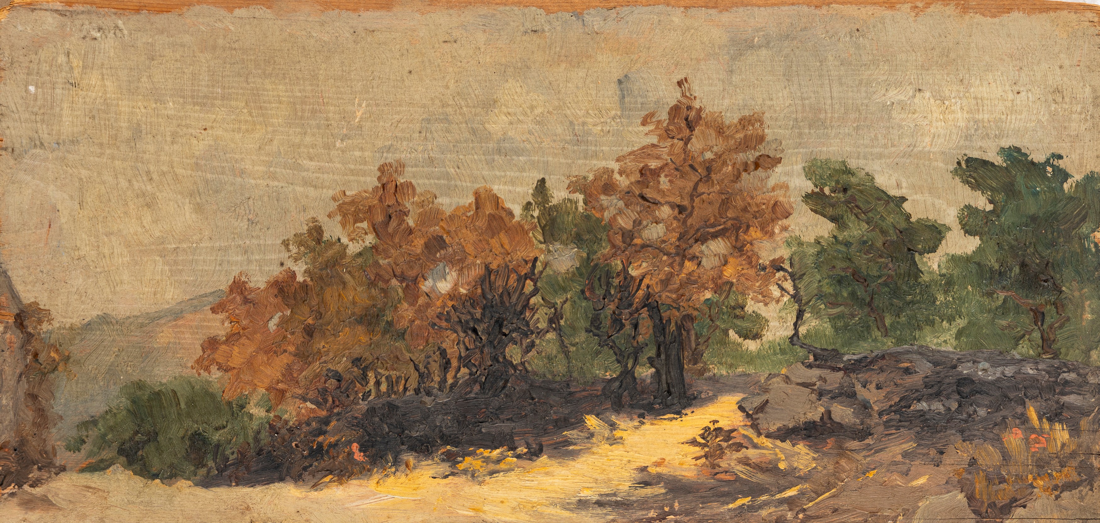 Odoardo Toscani - Paesaggi con alberi, tre oli su tavola