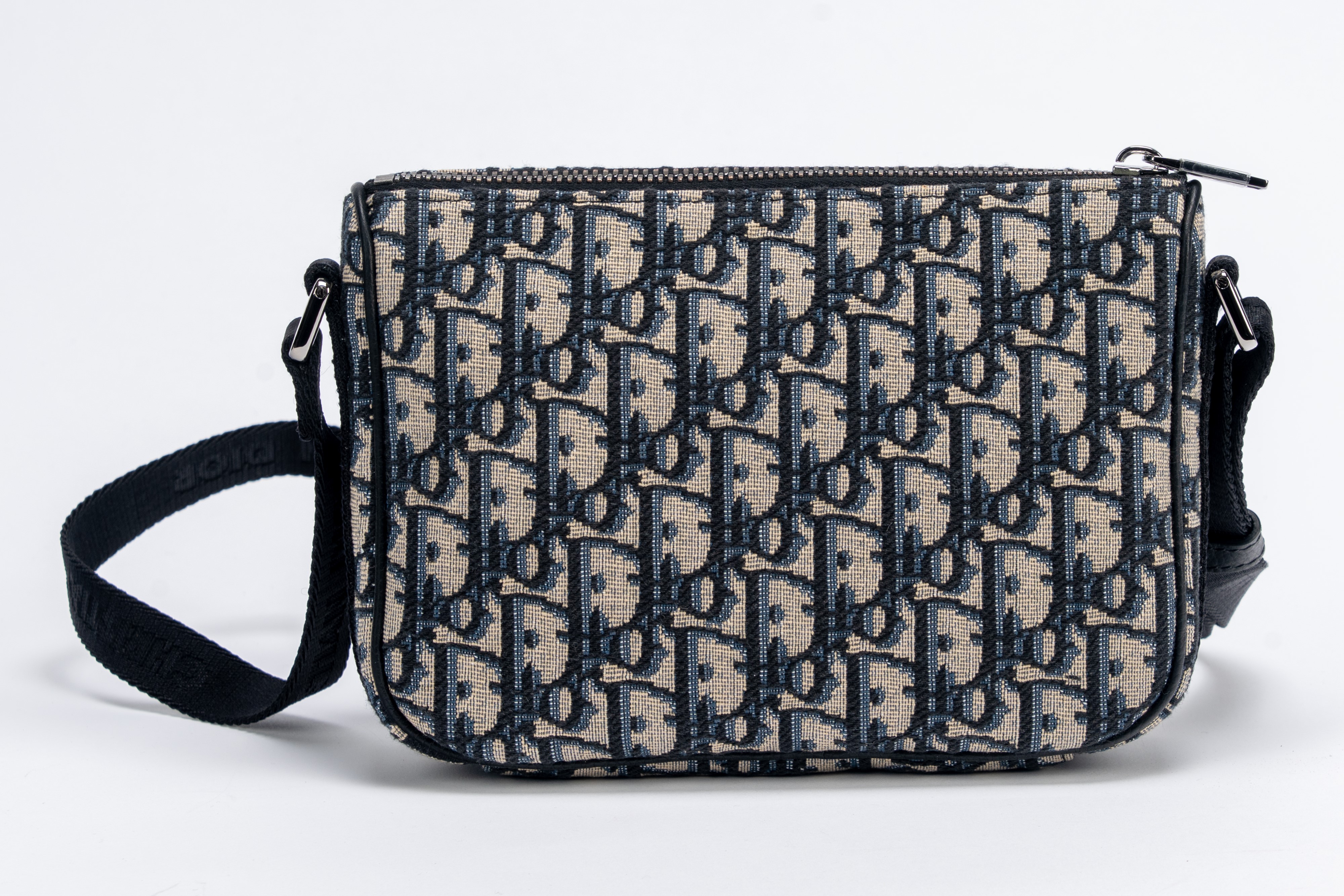 Christian Dior - Borsa Messenger Dior Oblique blu in tela