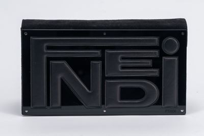 Borsa, in camoscio nero con dettagli in pelle e metallo dorato