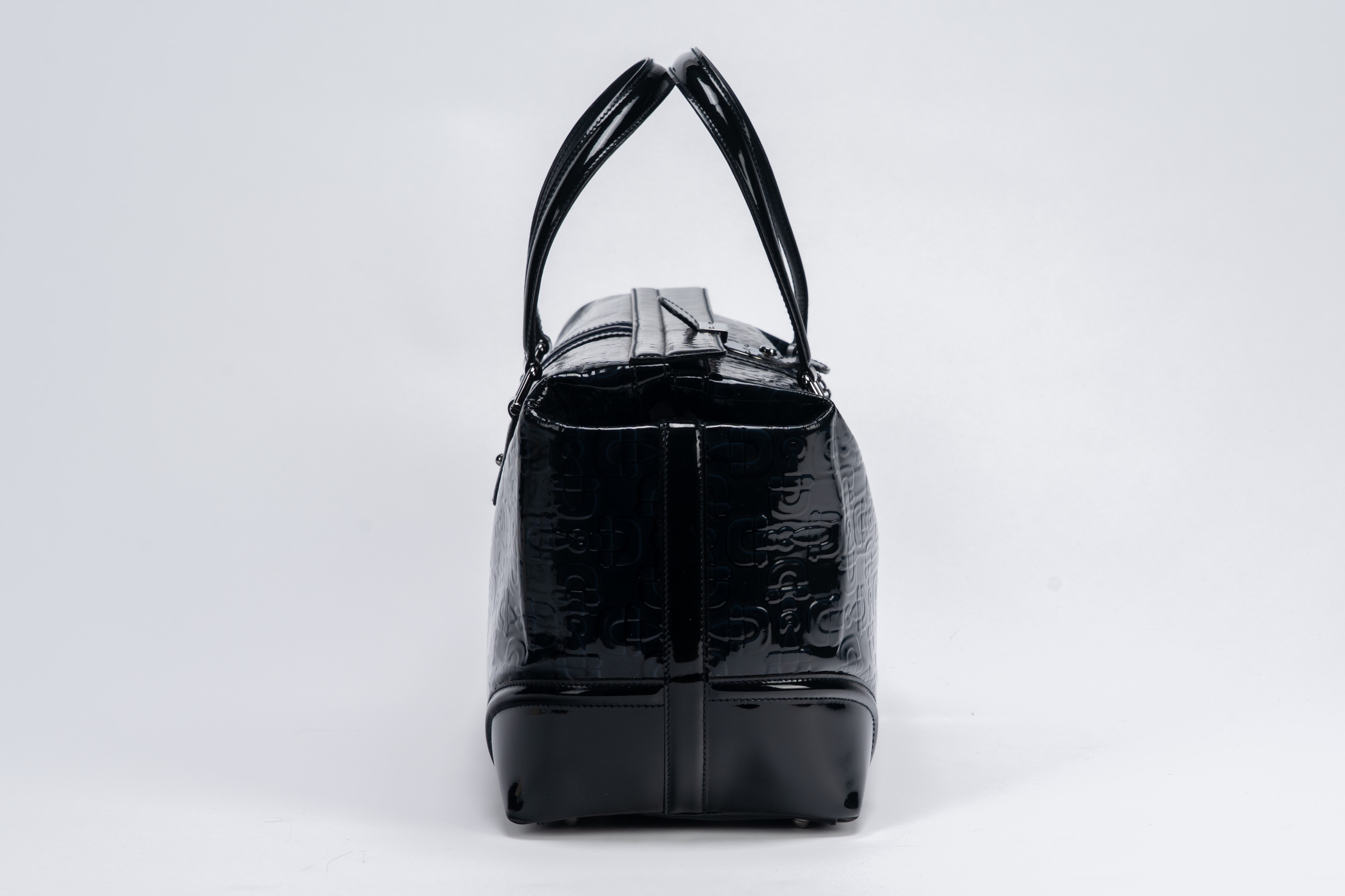 Gucci - Bauletto, vernice nera con banda in velluto e dettagli in metallo