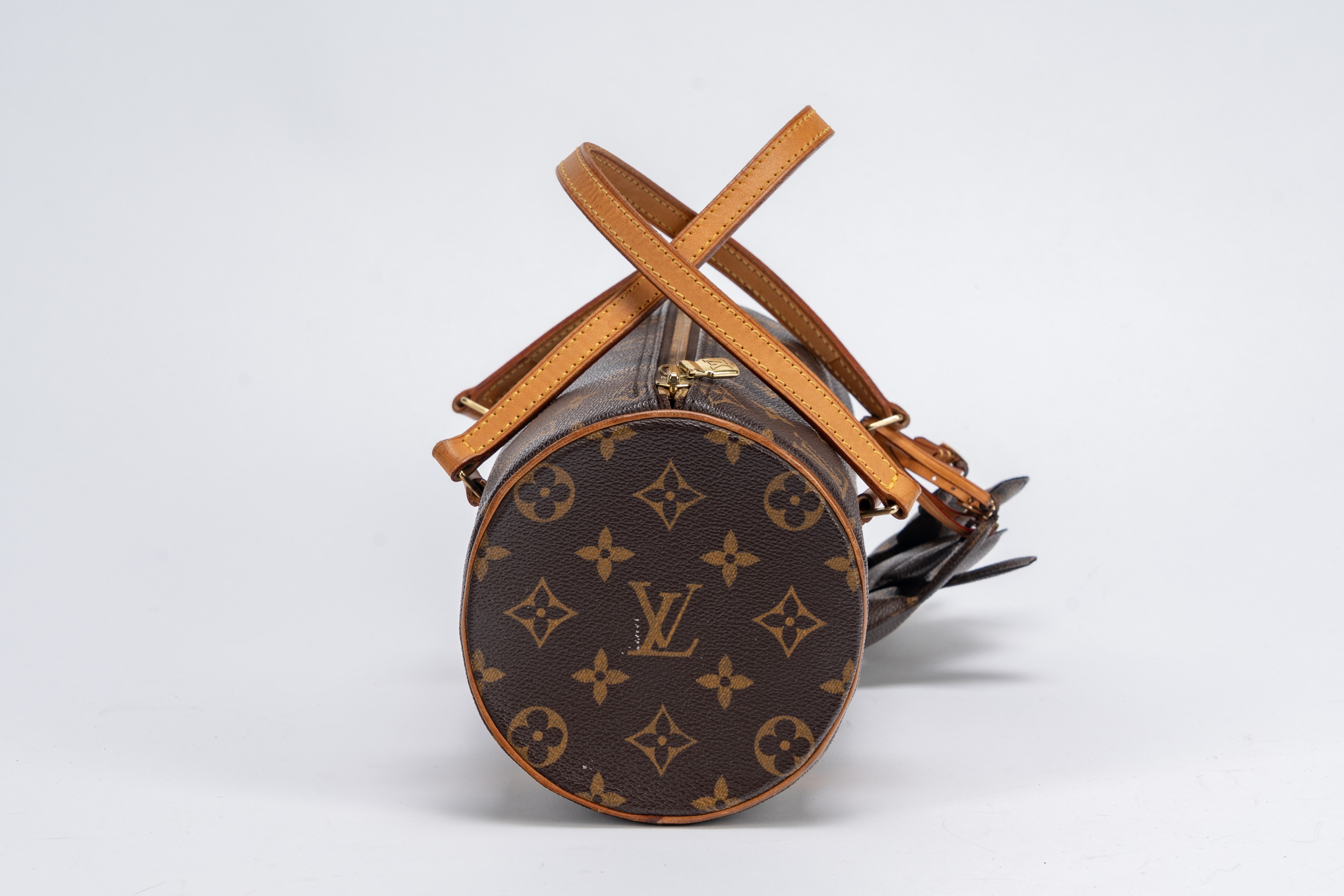 Louis Vuitton - Borsa Papillon Comme des Garçons, tela monogrammata con profili in vacchetta e ac...