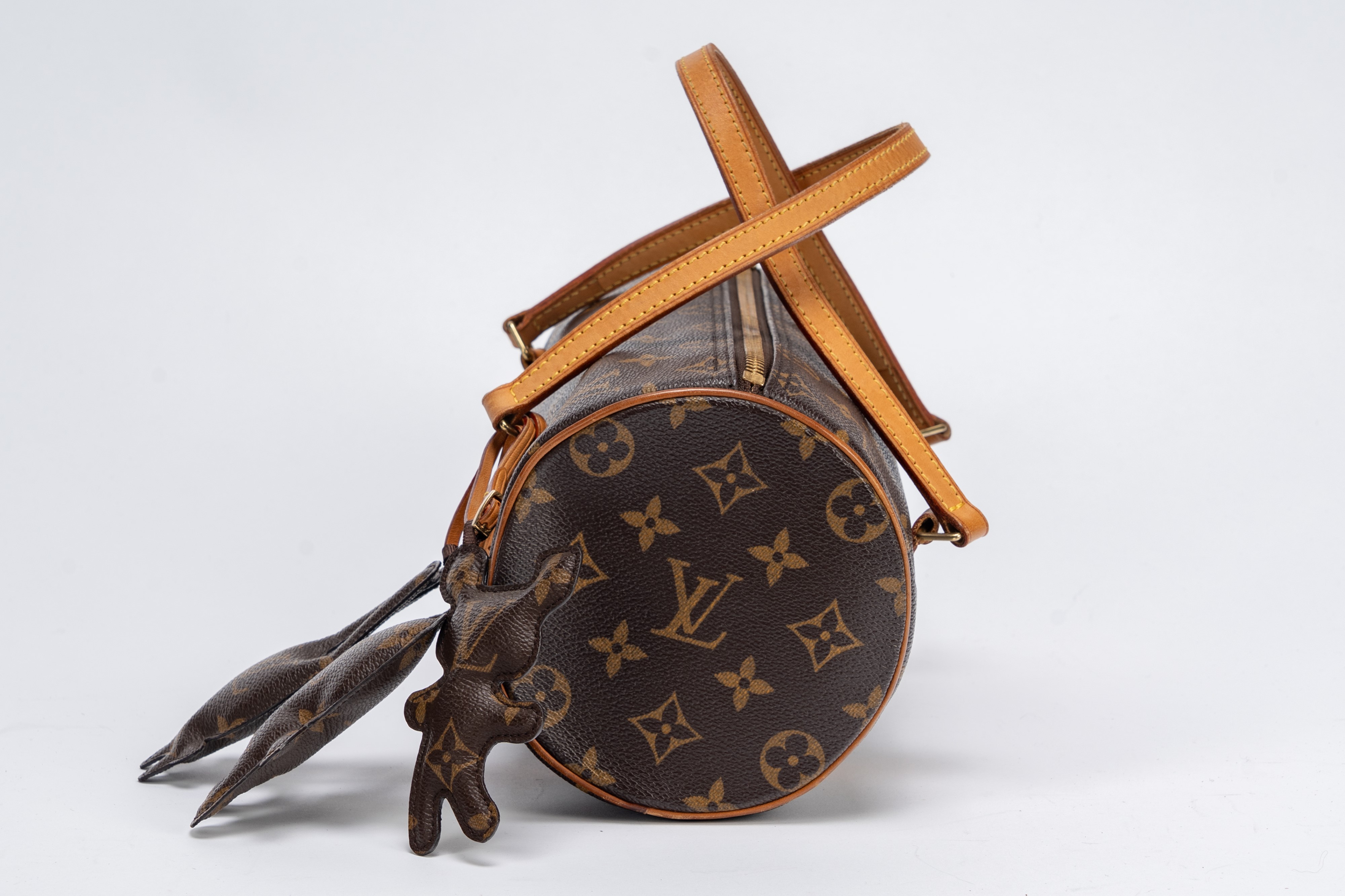 Louis Vuitton - Borsa Papillon Comme des Garçons, tela monogrammata con profili in vacchetta e ac...