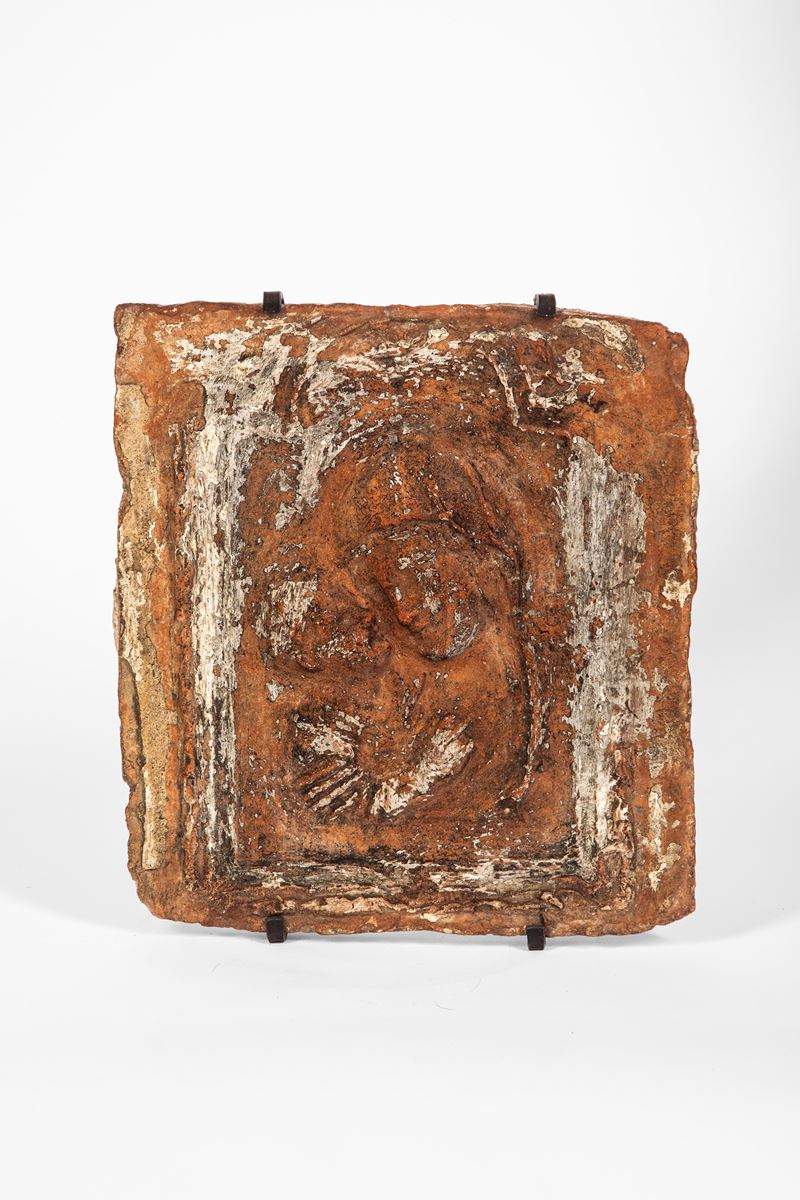 Rilievo in terracotta raffigurante Madonna con Bambino, XVI secolo