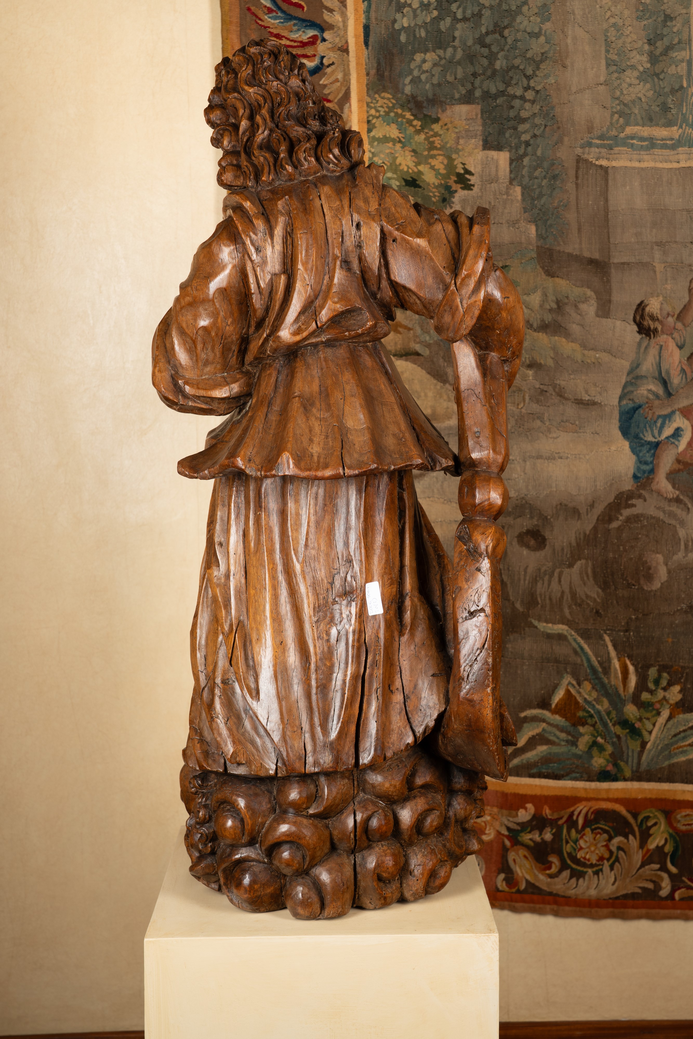 Genova, coppia di angeli, scultura in legno scolpito, secolo XVII