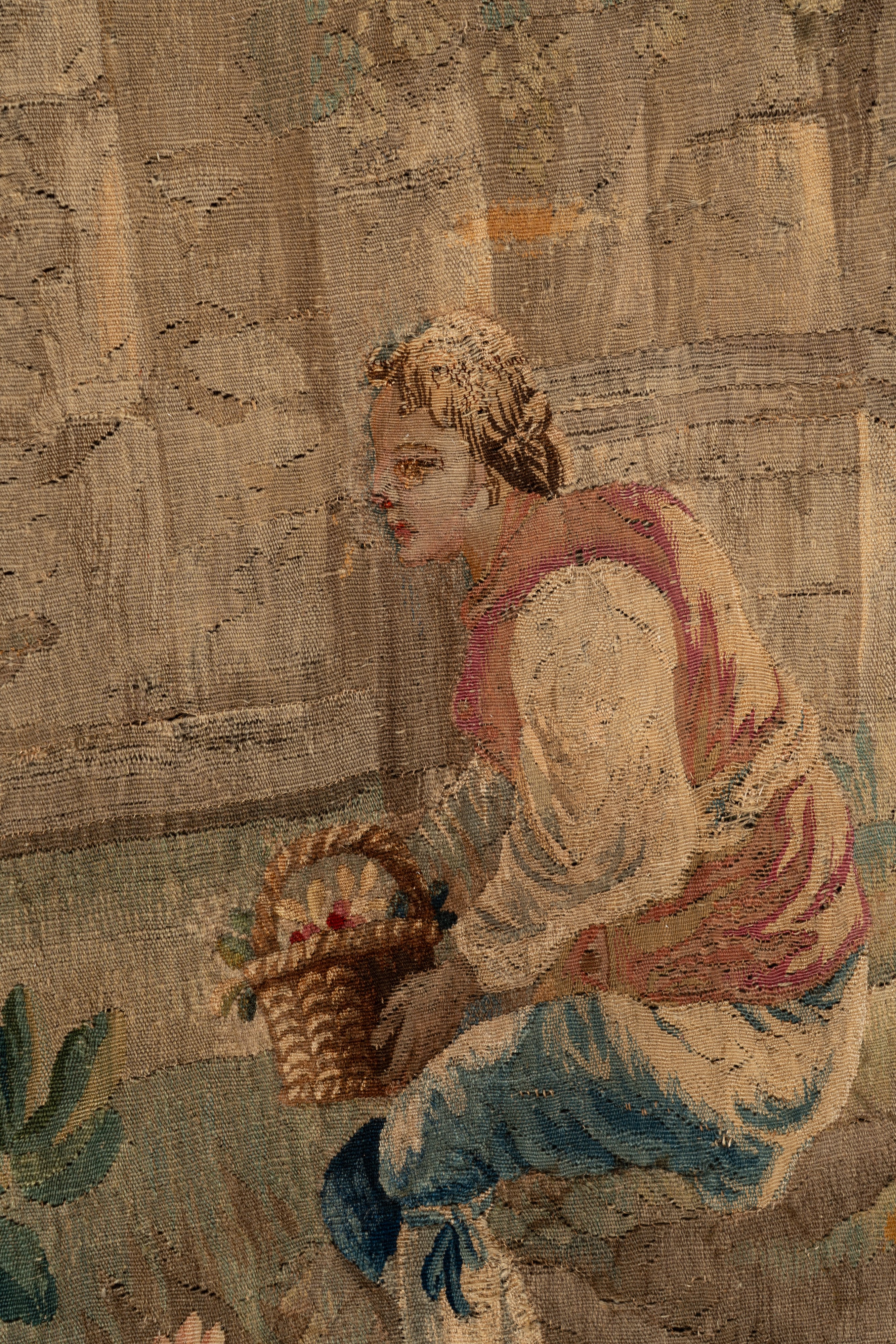 Arazzo di Aubusson, Scena pastorale con rovine architettoniche (Francia, XVIII–XIX secolo)