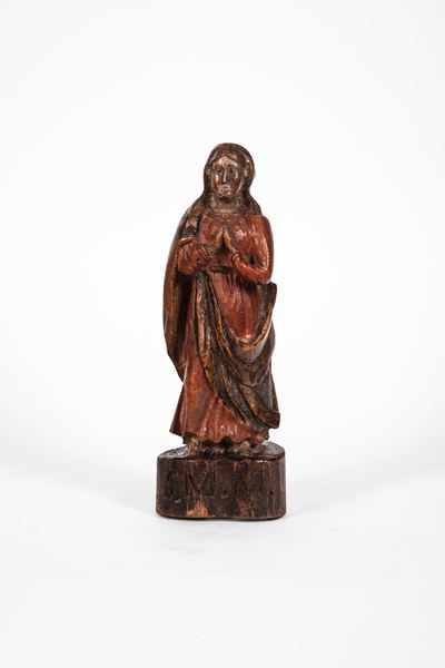 Madonna orante, legno intagliato e dipinto, secolo XVIII