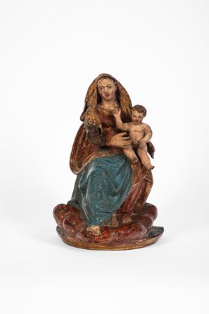 Madonna con Bambino in cartapesta policroma, secolo XVI.