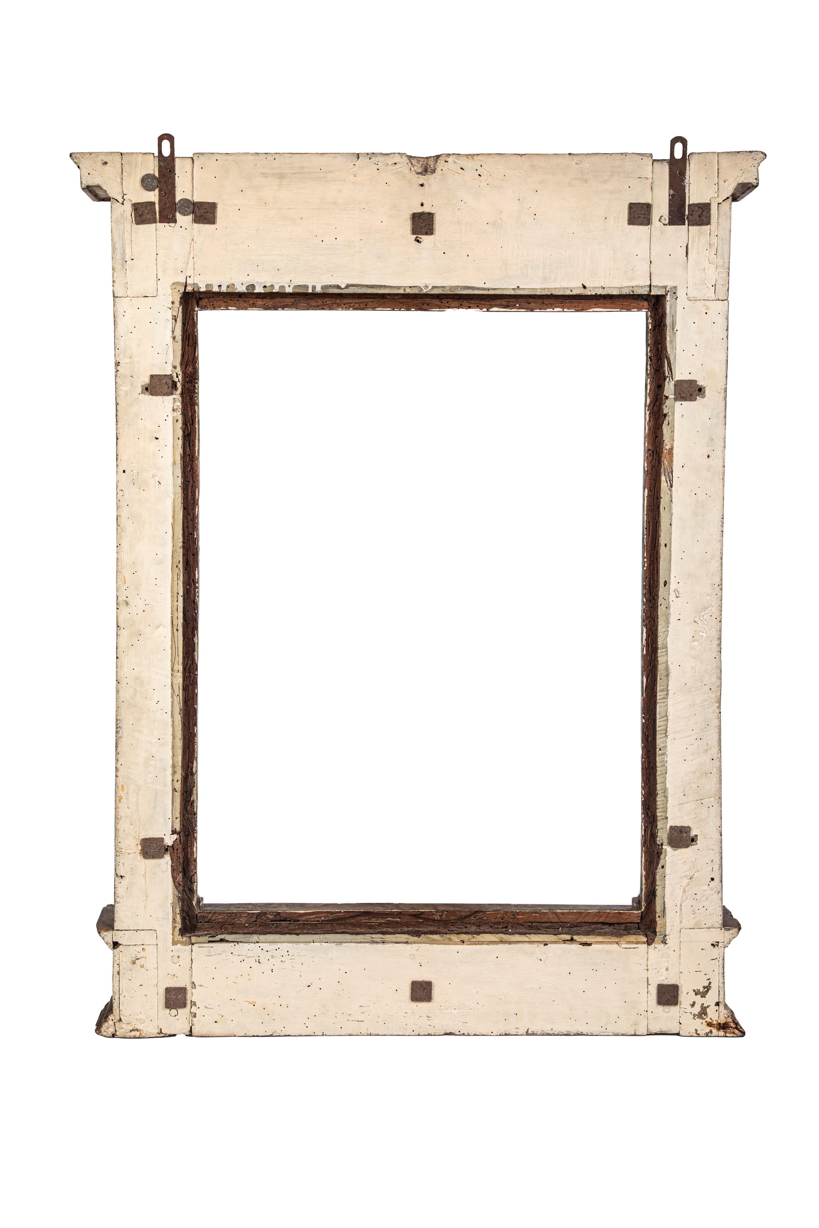 Cornice architettonica a edicola, legno laccato a finto marmo e dorato, secolo XVIII