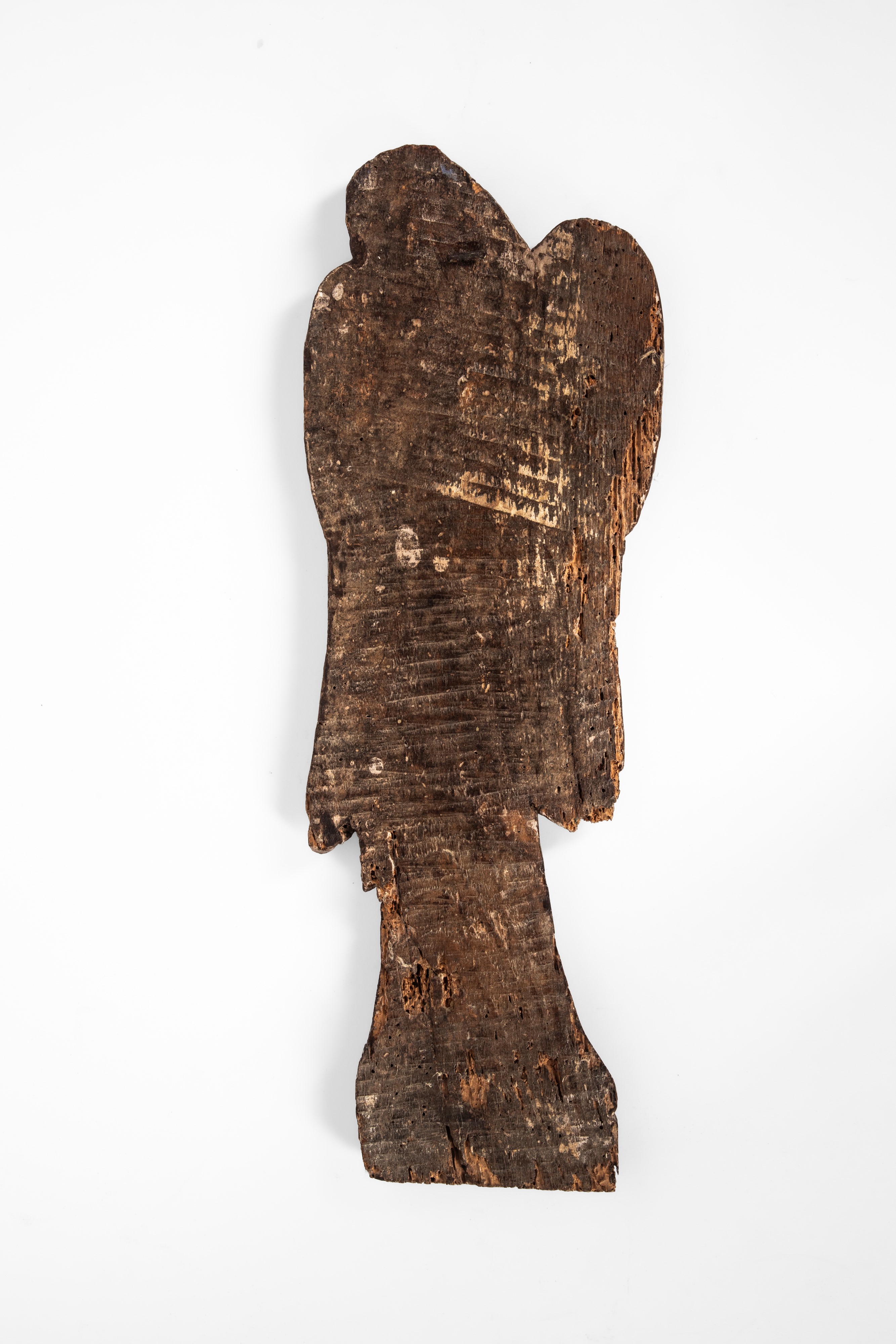 Figura di angelo orante, legno scolpito e policromo, sagomato a rilievo, XVII-XVIII secolo